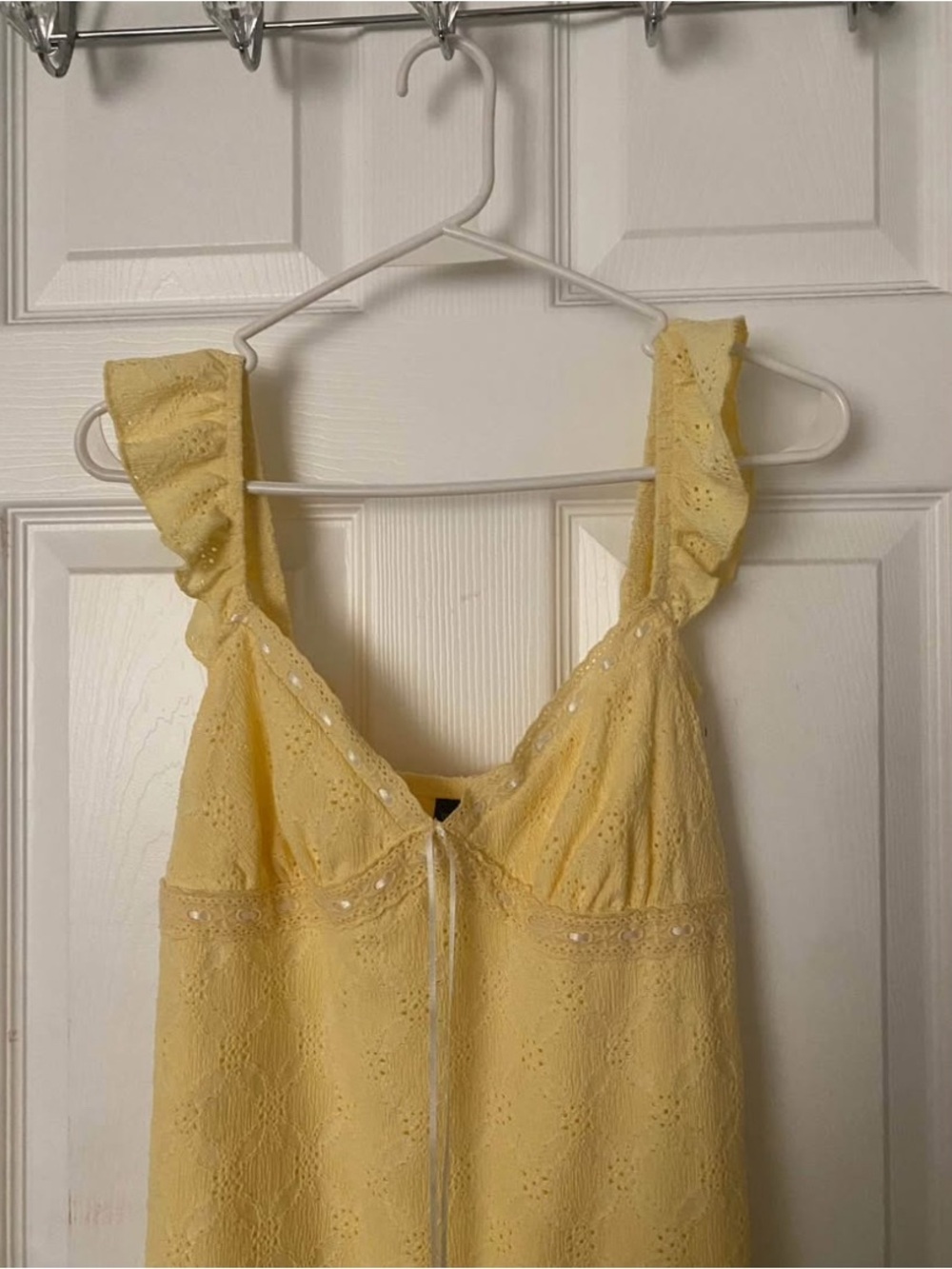 Yellow Eyelet Ruffle-Strap Sundress - Picture 2 of 4